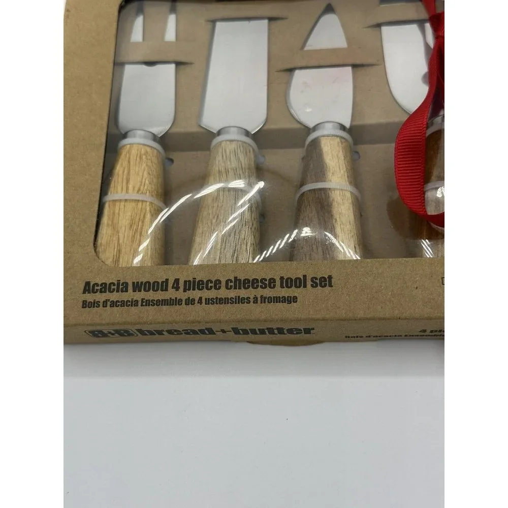 Bread And‎ Butter Brand Acacia Wood 4 Piece Cheese Tool Set New
